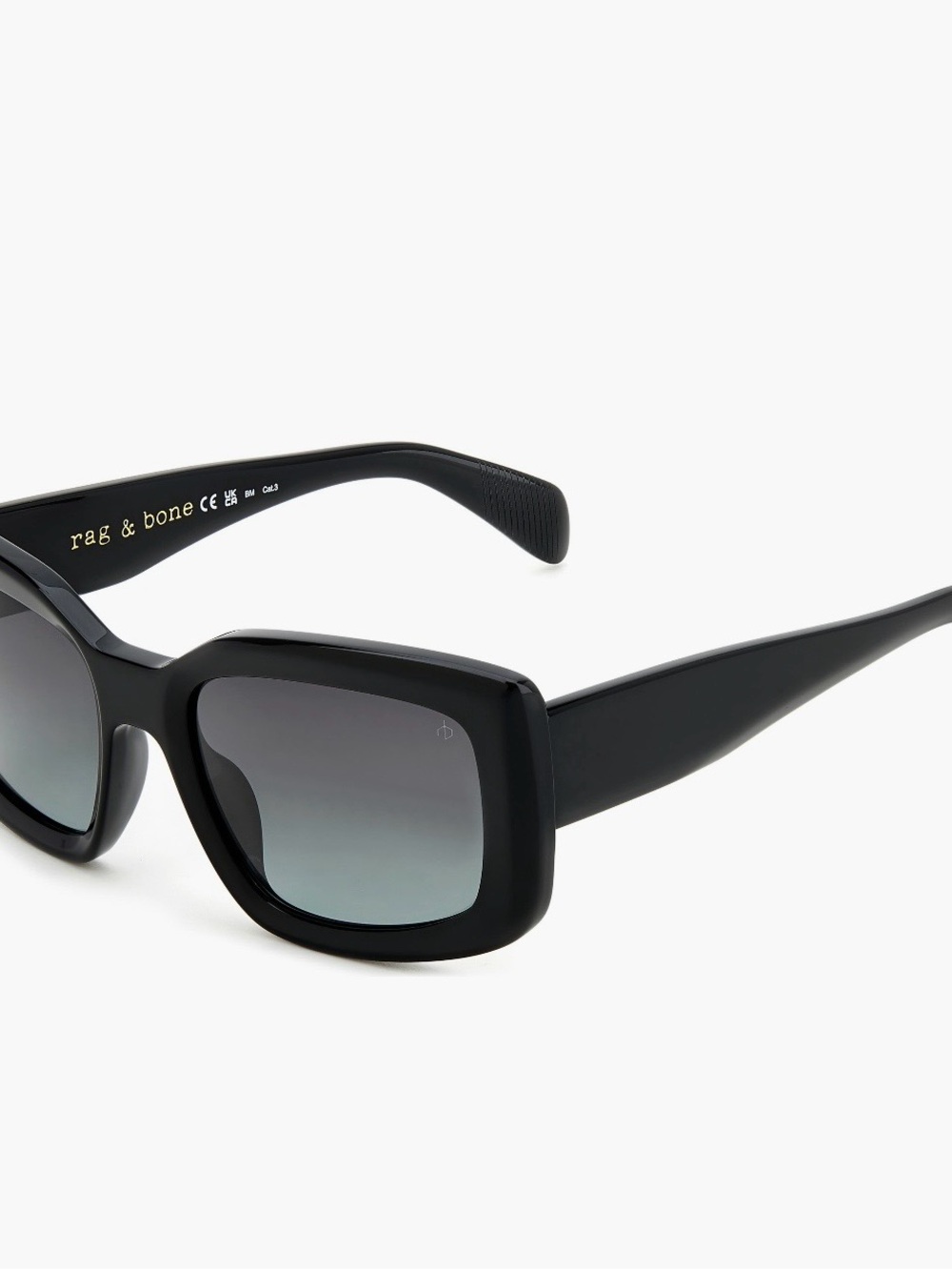 rag & bone Black Square Frame Sunglasses with Gradient Lenses
